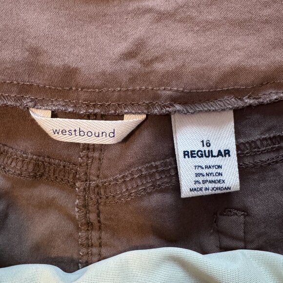 Westbound Dark Tan Bootcut Dress Pants with Tummy Control sz 16 EUC - Picture 5 of 10